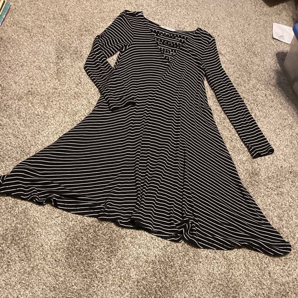American Eagle Outfitters soft & sexy Black and White Striped Long Sleeve Dress